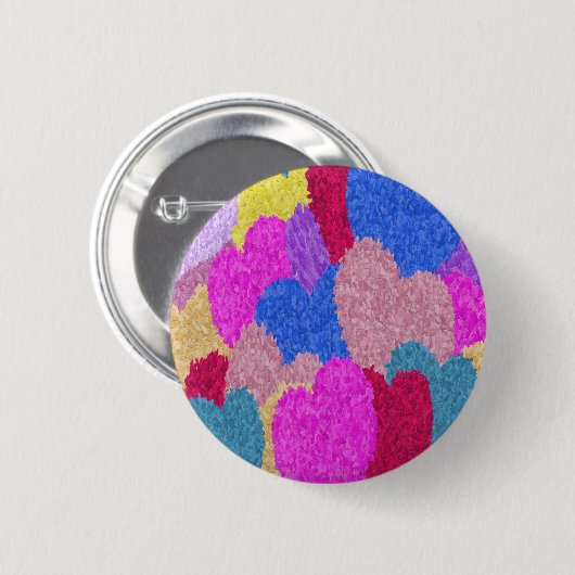 断片化されたハート絵画抽象芸術 缶バッジ (正面&裏面)