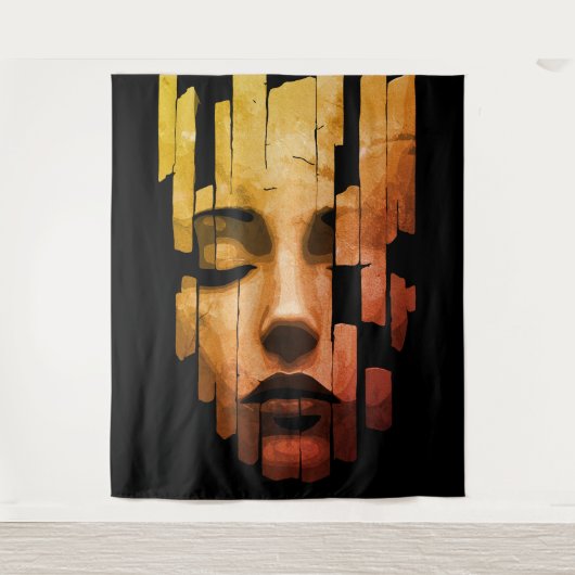 断片化セレニティシュールレアルデジタルポートレート タペストリー (正面)