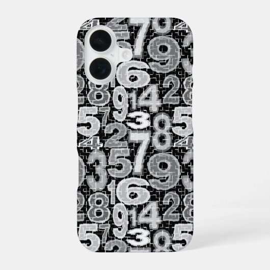 断片的な数字パターン iPhone 16ケース (裏面)