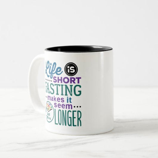 断続絶食OMADおもしろい引用文 ツートーンマグカップ (正面左)