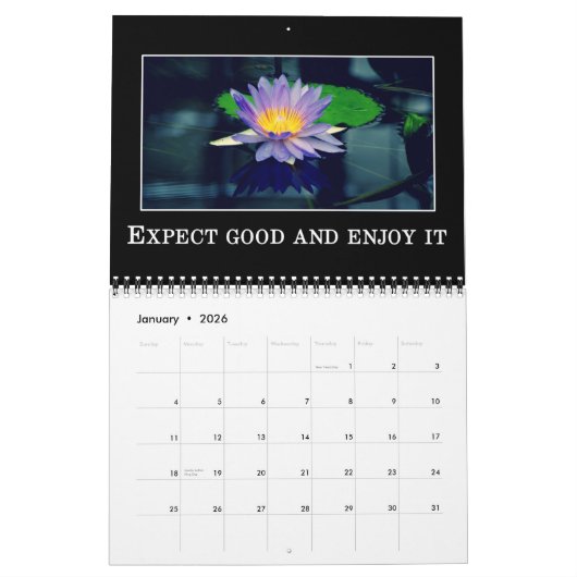 断言及び前向きで考えるなカスタムのメッセージ カレンダー (1月 2026)