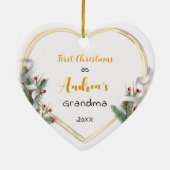 新おばあちゃんベビーホリーパイン金ゴールドフレーム写真 セラミックオーナメント (裏面)