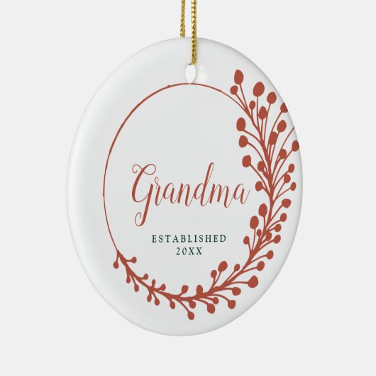 新おばあちゃん設立ファーンパーソナライズされたリース セラミックオーナメント (右)