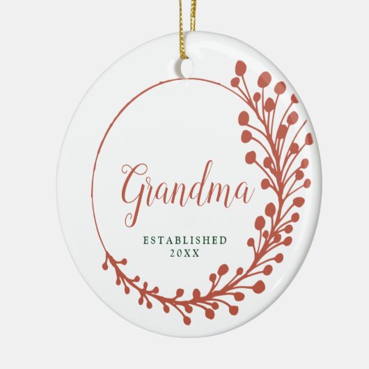 新おばあちゃん設立ファーンパーソナライズされたリース セラミックオーナメント (左)