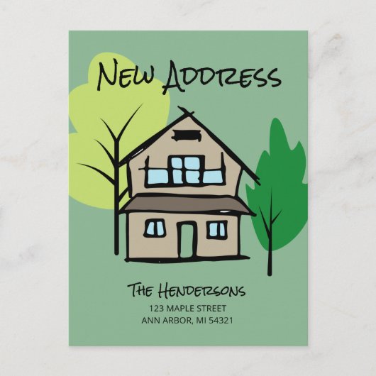 新おもしろいしい住所の引越し案内はがき ポストカード (正面)