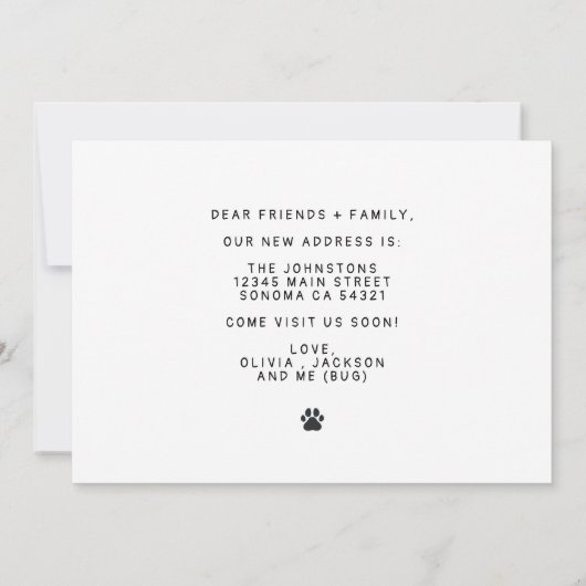 新おもしろいモダン住所ペット犬の写真 招待状 (裏面)