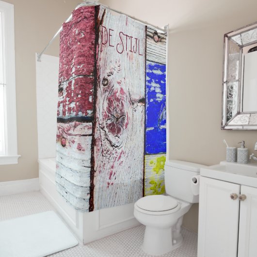 新おもしろい可塑性木製美術スタイルカスタマイズ シャワーカーテン (インサイチュ)