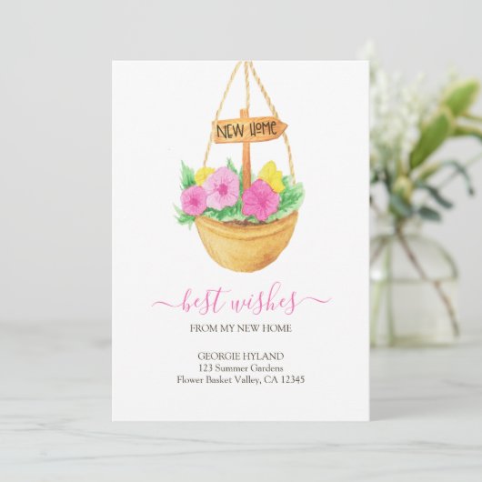 新かわいらししい家のぶら下がったバスケット移動 案内状 (スタンド正面)