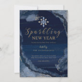新きらめく年イブパーティーネイビー金ゴールド水色 シーズンカード (正面)