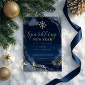 新きらめく年イブパーティーネイビー金ゴールド水色 箔シーズンカード