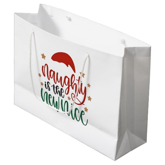 新しいいけな素敵なクリスマスおもしろいサンタ ラージペーパーバッグ (正面アングル)