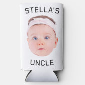 新しいおじさんギフト、カスタムベビー顔写真ギフト スリム缶クーラー (正面)