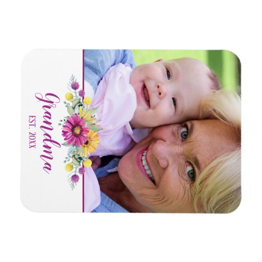 新しいおばあちゃんエレガントの花写真 マグネット (横)