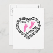 新しいおばあちゃんピンクハート ポストカード (正面/裏面)