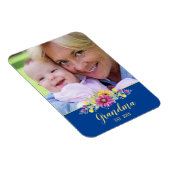 新しいおばあちゃん鮮やかの花オンブライトブルー |写真 マグネット (右側)