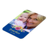 新しいおばあちゃん鮮やかの花オンブライトブルー |写真 マグネット (左側)