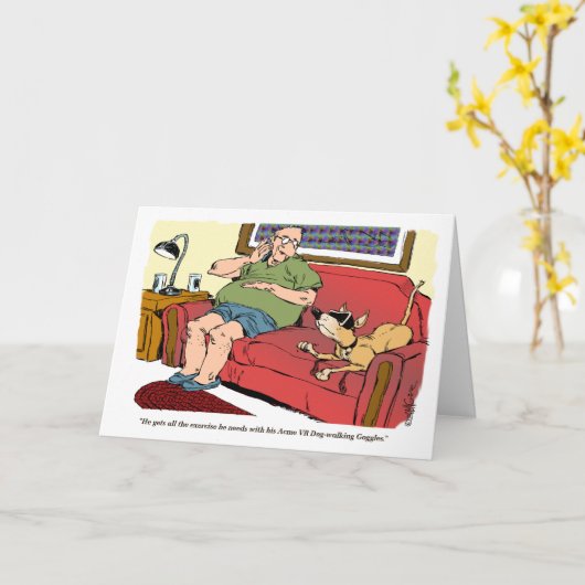 新しいおめでとうのための漫画の犬のオーナーカード カード (黄色い花)