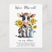 新しいおもしろいアドレスモーかわいい牛の移動 案内ポストカード (正面)