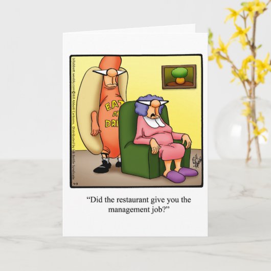 新しいおもしろいジョブおめでとうユーモアあいさつカード カード (黄色い花)