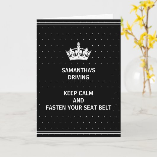 新しいおもしろいドライバ黒おめでとうカード カード (黄色い花)