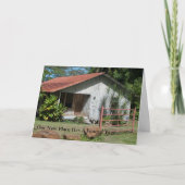 新しいおもしろい住所カードフェンス付きヤード。 案内状 (正面)