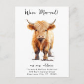 新しいおもしろい住所ハイラモーンド牛の移動 案内ポストカード (正面)