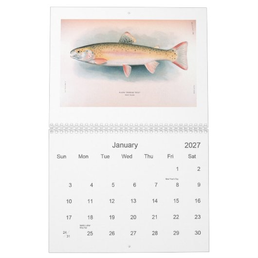 新しいおよび海の魚のカレンダー カレンダー (1月 2027)
