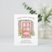 新しいお家 - かわいい新住所の水彩ドア 案内ポストカード (スタンド正面)