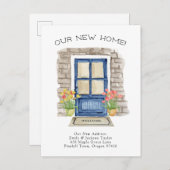 新しいお家 - かわいい新住所の水彩ドア 案内ポストカード (正面/裏面)