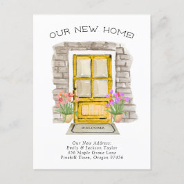 新しいお家 - かわいい新住所の水彩ドア 案内ポストカード