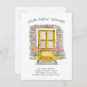 新しいお家 - かわいい新住所の水彩ドア 案内ポストカード (正面/裏面)