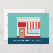 新しいお店かわいいグランドオープンまたは店舗ムーブメント ポストカード (正面/裏面)