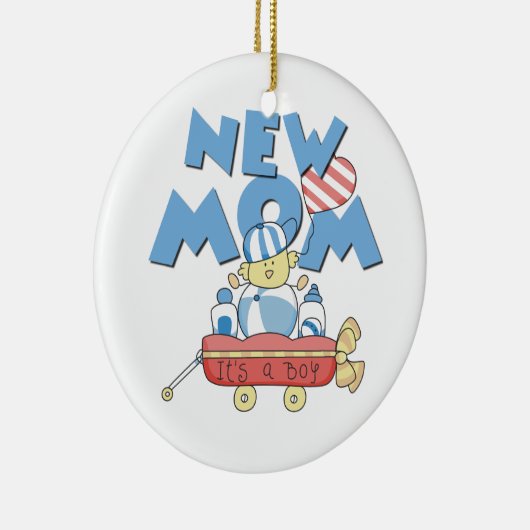 新しいお母さんそれは男の子のギフトです セラミックオーナメント (右)
