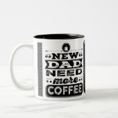 新しいお父さんもっとコーヒーおもしろいが必要（新しいお父さん） ツートーンマグカップ (左)