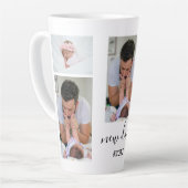 新しいお父さん5人の写真のコラパーソナライズされたージュ カフェラテマグ (左アングル)