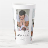 新しいお父さん5人の写真のコラパーソナライズされたージュ カフェラテマグ (正面)