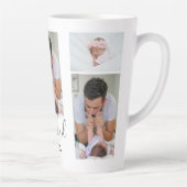 新しいお父さん5人の写真のコラパーソナライズされたージュ カフェラテマグ (右)