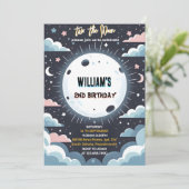 新しいかわいい宇宙の夜空2月2日の誕生日 招待状 (スタンド正面)