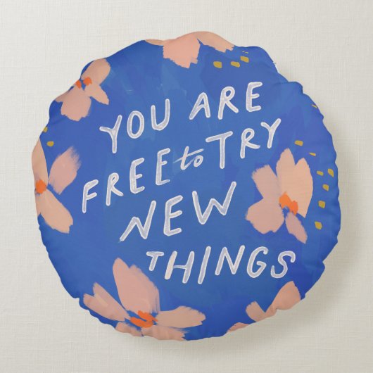 新しいことに挑戦する自由感動的- ラウンドクッション (裏面)
