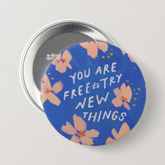 新しいことに挑戦する自由感動的- 缶バッジ (正面&裏面)