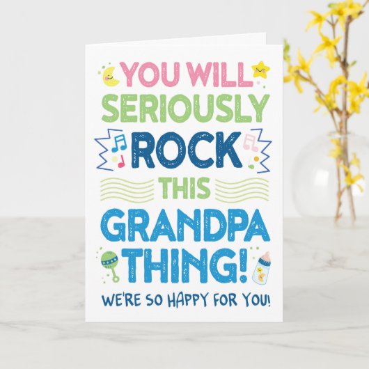 新しいじいちゃんおめでとうこれ揺れるぞ！ カード (黄色い花)