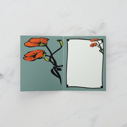 新しいのケシ(両方からのノートはありがとう) サンキューカード (内部)