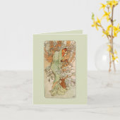 新しいの冬の女の子のメッセージカード カード (黄色い花)