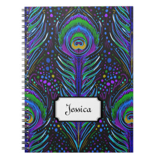 新しいの孔雀のカスタムなノートの名前のモノグラム ノートブック