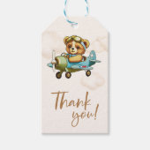 新しいアドベンチャーテディベア飛行機ベビーシャワー ギフトタグ (正面)