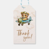 新しいアドベンチャーテディベア飛行機ベビーシャワー ギフトタグ (裏面)