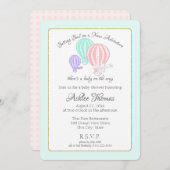 新しいアドベンチャーホットエアバルーン赤ちゃんシャワー 招待状 (正面/裏面)