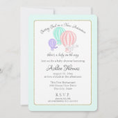 新しいアドベンチャーホットエアバルーン赤ちゃんシャワー 招待状 (正面)