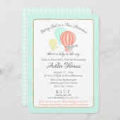 新しいアドベンチャーホットエアバルーン赤ちゃんシャワー 招待状 (正面/裏面)