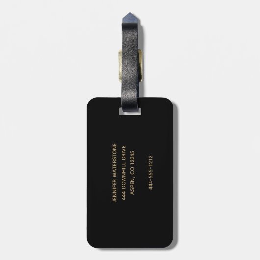 新しいアドベンチャー待ち金ゴールドグリッタースクリプト ラゲッジタグ (裏面縦)